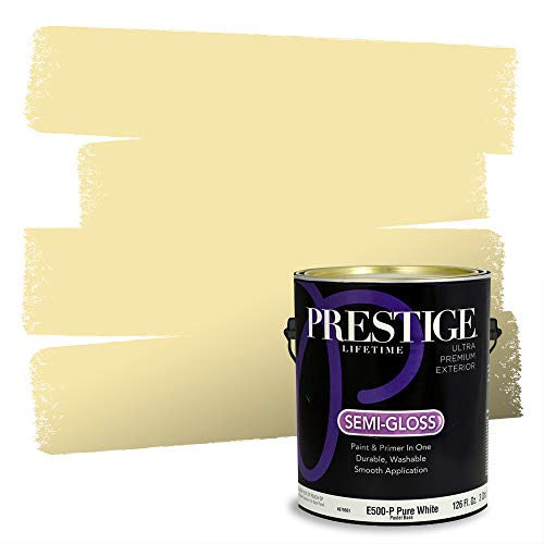 Prestige Paints Exterior Paint and Primer in One, Comparable Match of Sherwin Williams* Glisten Yellow*, Semi Gloss, 1 Gallon