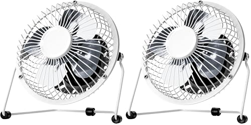 Image of Status USB Desk Fan | 4 Inch Portable Mini Fan | Single Speed Small Fan | White | SUSBWHWFAN1PKB4 (Pack of 2)