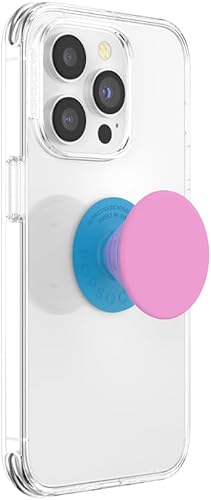 Vista 55 de PopGrip de PopSockets: Agarre y soporte para teléfono, plegable, parte superior intercambiable, blanco sobre negro
