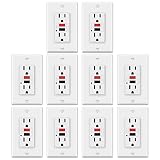 10 Pack - ELECTECK 15 Amp GFCI Outlets, Non-Tamper Resistant, Decor GFI Receptacles with LED Indicat