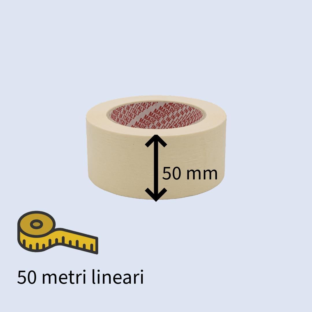 inferramenta NASTRO DI CARTA, CARTA GOMMATA 50mm X 50 METRI DI LUNGHEZZA, SET DA 36 E 6 PEZZI CARTA PER IMBIANCHINO RICICLABILE DI ALTA QUALITA' (36)