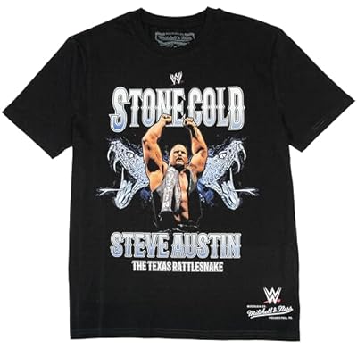 Mitchell & Ness Wrestlemania (WWE) Legends Player Camiseta de Manga Corta - Stone Cold Steve Austin, Talla M, Negro, Algodón, Hombre, Mujer, Niños, Primavera, Verano, Otoño, Invierno, Lucha Libre | Ya disponible en tu tienda friki favorita! En mundofriki.es!