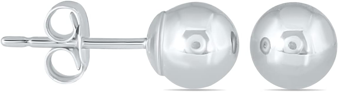 4mm - 8mm Ball Stud Earrings Avalible in 10K Yellow Gold, White Gold and Rose Gold