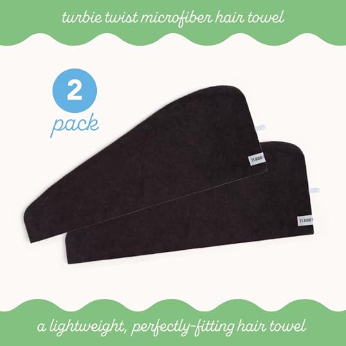 Image of Turbie Twist 2-Pack Microfiber Hair Towel for Beauty, Travel, Gifting - Wrap Turban for Straight, Wavy & Curly Hair - Premium Personal Care - Solemnity
