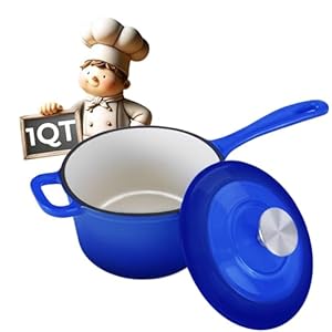 Healthy Choices 1 Qt Small Enameled Sauce Pan with Lid, Single Serving of Pasta Sauce & Gravy, Ideal for Family of 2-3, Wedding Registry Ideas, Easy to Clean, Suitable for All Cooktops Upto 500°F