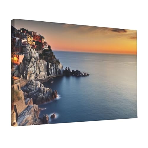 Mer italienne au coucher du soleil impression sur toile moderne de salon