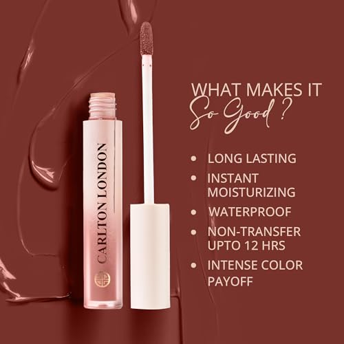 Image of Carlton London Liquid Matte Chuffed Kiss Mocha Me Lipsticks |Enriched with Vitamin E, Avocado Oil | Matte Finish, Non-Sticky and Non-Drying | Upto 12 Hrs- 3ML (Nutella Kiss)