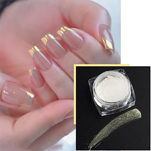 Pearl Chrome Nail Powder Set - 6 Colors Aurora Powder Mermaid Effect For Nails Iridescent Nail Glitter Shimmer White Rubbing Dust Nail Pigment Set Manicure Nail Art Decorations (Y451-459) #TOP4