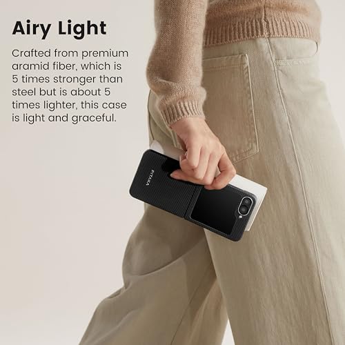 Pitaka For Z Flip 6 Case, Slim & Light Magnetic Galaxy Z Flip 6 Case With A Case-Less Touch Feeling, 600D Aramid Fiber Made [Magez Case 5 thumb #2
