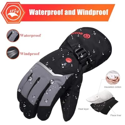 SAVIOR HEAT Rechargeable Heated Gloves with 3 Heating Levels - Electric Ski Gloves, Touchscreen, Waterproof for Men Women