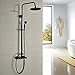 Rozin Bathroom Shower Faucet Set 2 Knobs Mixing 8-inch Rainfall Shower Head + Handheld Spray Oil Rubbed Bronze