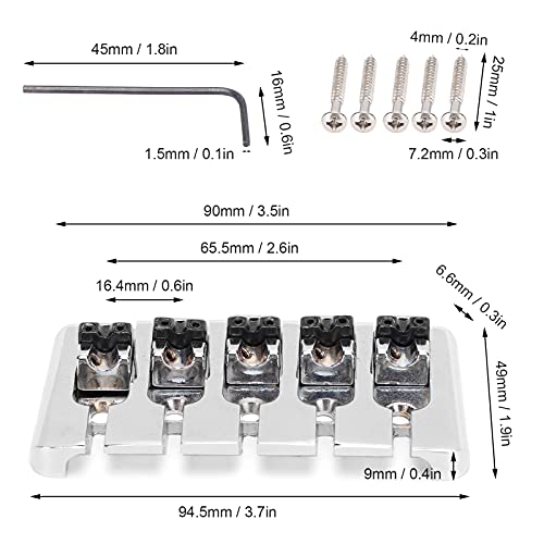 Ponte de baixo de 5 cordas fixas de metal para selim de cauda dura, acessórios de substituição para