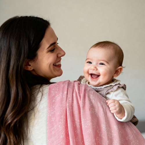 Image of GLLQUEN BABY Muslin Swaddle Blankets 4Pk Receiving Blanket Large 35 inch x 40 inch | Soft Cotton Baby Blankets for Girls Boys Breathable Nursery Swaddles for Newborns, Baby Essentials Shower Gift, Pink Elephant