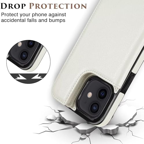 Coque iPhone 12 antichoc compatible MagSafe étui portefeuille cuir PU