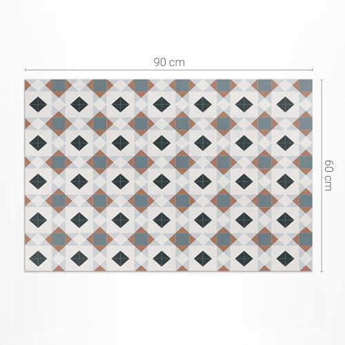 Tapis de sol vinyle 60x90 cm imperméable rectangulaire à motif mosaïque géométrique - 4
