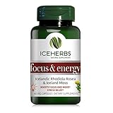 ICEHERBS Focus & Energy – Pure Icelandic Rhodiola Rosea & Iceland Moss Supplement / 60 Vegan...