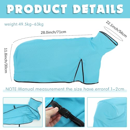Image of Silkfly 2 Pcs Sheep Blanket Mesh Medium Goat Blanket with Mesh Butt and Adjustable Belly Strap Fits Lambs 110-140 Lbs for Show Lambs, Offers Effective Protection from Fly Bites (Blue)