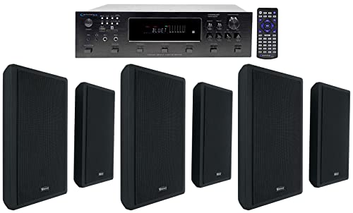 Technical Pro 6000w 6-Zone Home Theater Bluetooth Receiver+6 Slim Wall Speakers