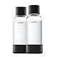 Mysoda: Wiederverwendbare Plastik BPA-frei Wasserflasche für Wassersprudler mit Quick-Lock, Holzkomposit Details, 2 x 0,5L – Schwarz