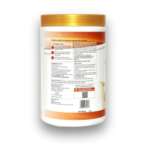 Image of PentaSure DM Diabetes Care - High Protein, High Fiber, Low GI | Zero Fructose Nutritional Drink Manages Blood Sugar, Manage Cholesterol Level | Vanilla Flavor - 1 Kg | 4P Proteins Power | Low GI