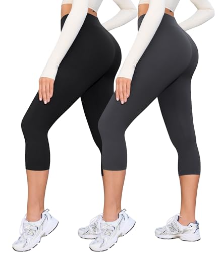 BAYDI Creamlush Capri Leggings Damen High Waist 3/4 Leggings für Yoga Pilates Freizeit Alltag