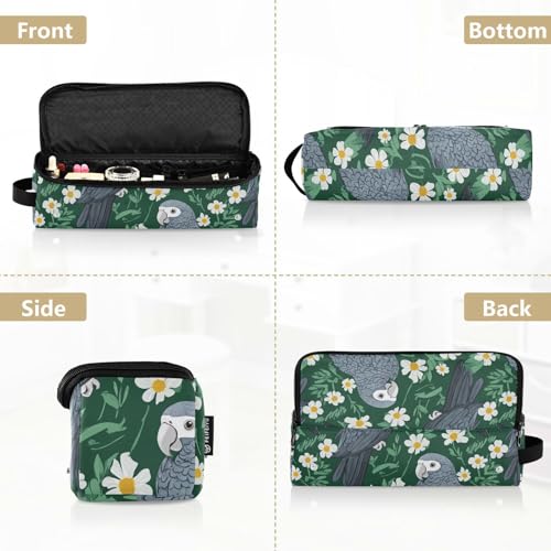 Bolsa de viaje para herramientas de cabello Cartoon Parrots verde con tapete resistente al calor desmontable impermeable para planchas y rizadores miniatura 5