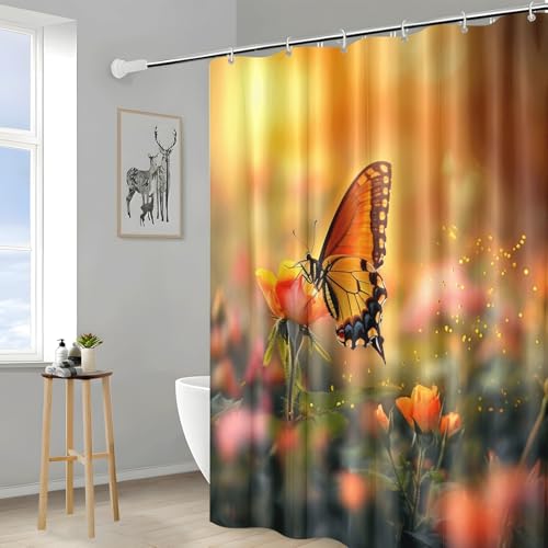 Rideau de douche polyester anti moisissure 200x220cm jaune