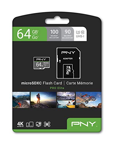 PNY Cartão de memória Flash 64 GB Pro Elite Classe 10 U3 microSDXC