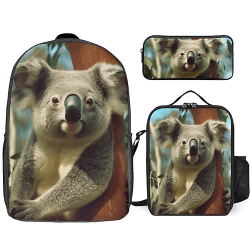 Sac à dos koala 3 pièces avec sac isotherme et trousse pour homme et femme