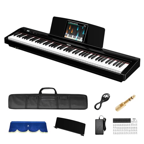 Image of TERENCE P50 88 Key Weighted Keyboard with 2 * 25W Stereo Speakers,Full Size Digital Piano Keyboard with Bluetooth,MIDI,Pedal,Audio /Video Recording,Headphone Port for Beginners and Advances