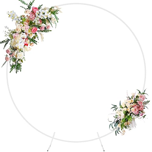 Image of Round Backdrop Stand 7.2FT White Metal Circle Balloon Arch Frame | Metal Circle Backdrop Stand Gold Round Arch for Wedding Birthday Party Bridal Baby Shower Anniversary Event Ceremony