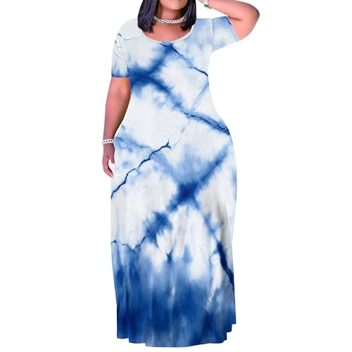 Image of Plus Size Maxi Dresses for Curvy Women T-Shirt Summer Sun Dresses Loose Fit