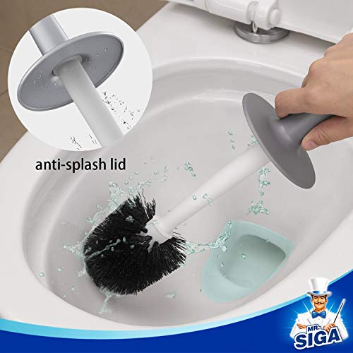 Image of MR.SIGA Toilet Bowl Brush and Holder for Bathroom, Silver, 1 Pack
