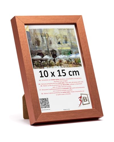 3-B Cadre photo MEGA - Cuivre rouge - 10 x 15 cm - Cadre en bois, cadre photo, cadre portrait avec verre acrylique