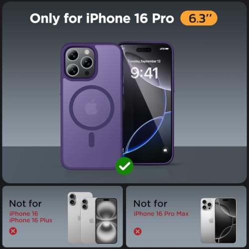 Image of Miracase for iPhone 16 Pro Matte Series Case, Magnetic, Deep Purple | Velvet Touch | Military-Grade Protection | Anti-Fingerprint | 6,3 Inch