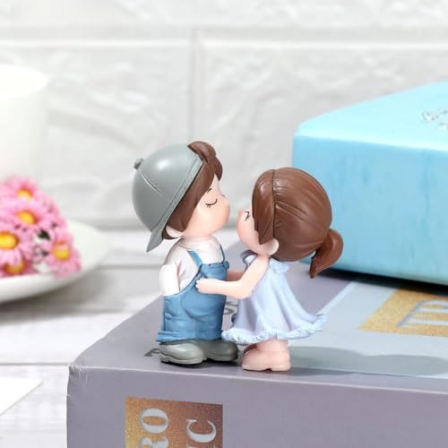 Image of DETACHI Car Dashboard Couple Showpiece Figurine Toys Gift with 4 Resin Adhesive Stickers for Car Lovers, Adorable Accessories for Interior Car Decoration