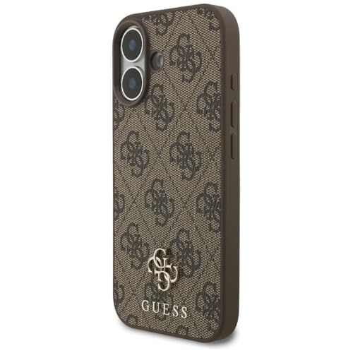 Image of CG MOBILE Guess [Official Licensed] Protective Case Designed for iPhone 17 |Magnetic Compatible|4G Pu Leather Case with Small 4G & Classic Metal Logos -Brown
