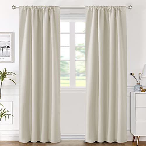 Image of H.VERSAILTEX Light Reducing Curtains Thermal Insulated Window Treatment Panels Room Darkening Privacy Assured Drapes for Living Room Back Tab /Rod Pocket Bedroom Drapes 2 Panels, Ivory - 42 x 84 Inch