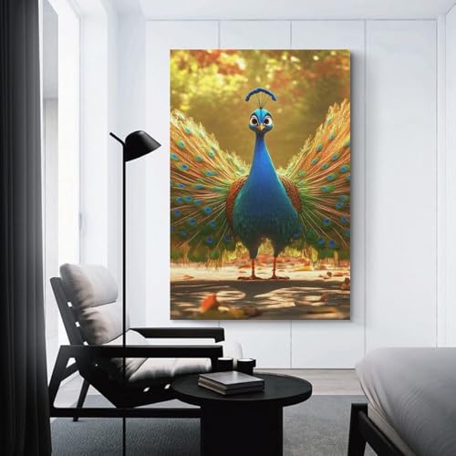 Cuadros modernos en lienzo impreso de alta resolución pavo real 50x75cm para decoración 3