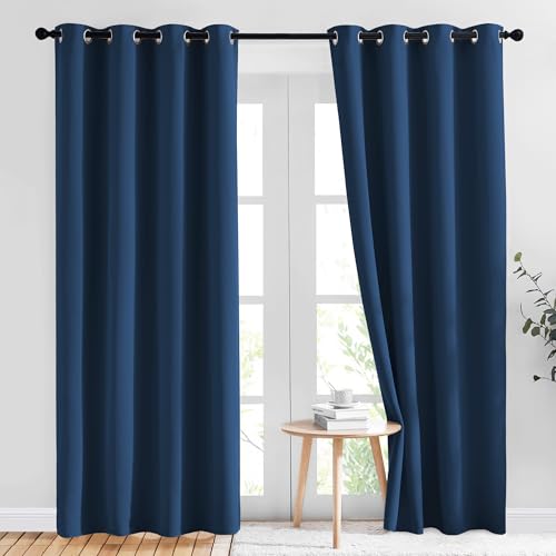 Moroccan Blue blackout curtain pair at 52 by 84 inches with silver grommet top — the length you want for taller windows or ceiling-mounted rods