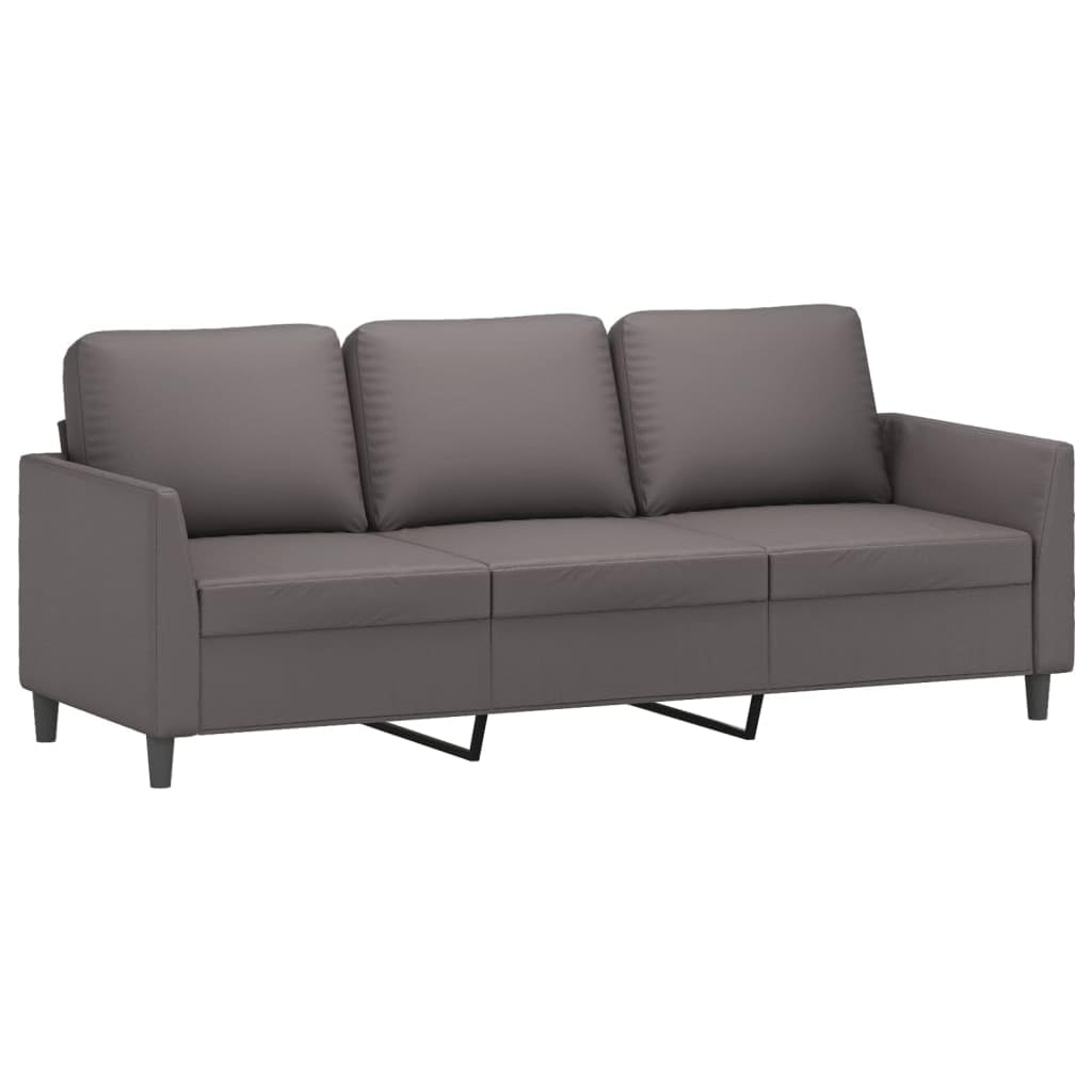 vidaXL Sofá de 3 Plazas, Asiento con Respaldo Reposabrazos, Sofá de Descanso Televisión, Sillón Tapizado para Salón, Cuero Sintético Gris