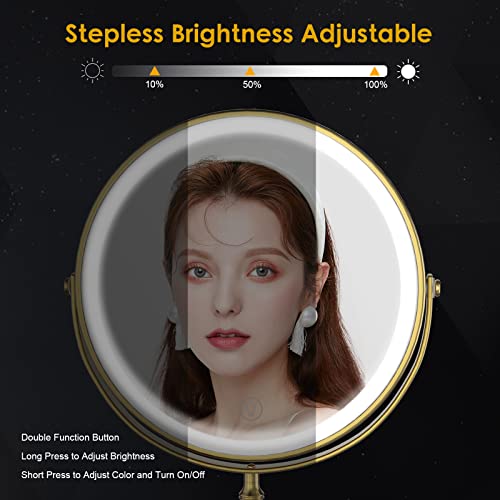Image of DEIOVWXS Makeup Mirror, Rechargeable Vanity Mirror with 3 Lights, 1X /10X