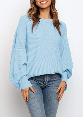 Image of Mafulus Womens Oversized Sweater Fall Winter Slouchy Pullover Jumper Tops | Crewneck,Batwing Sweaters Puff Long Sleeve,Cable,Ladies,Chunky,Knit,Tunic,Warm,Soft Sweaters