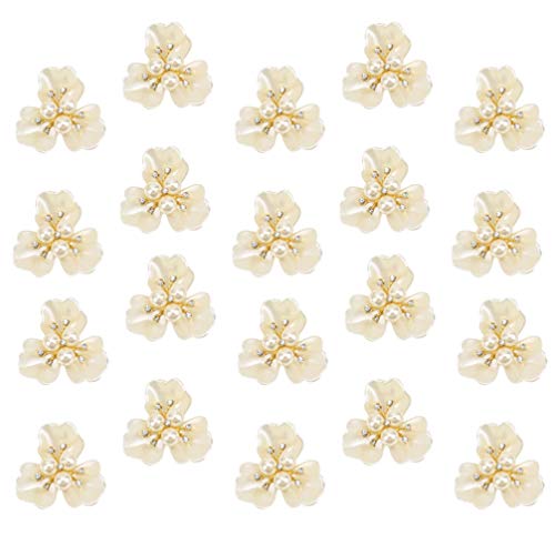 Artibetter 20Pcs Rhinestone Faux Pearl Flower Buttons Beads Flatback Embellishments Cabochons For Craft Diy Jewelry Scrapbooking #TOP2