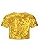 Sholeno Kids Girls Short Sleeves Crop Cardigan Jacket Shiny Sequins Open Front Bolero Shrug Outerwear for Summer Gold 10 Years