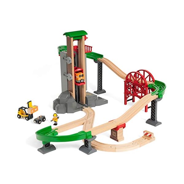 BRIO World 33887 Großes Lagerhaus-Set mit Aufzug – Zubehör Holzeisenbahn & Großes Schienensortiment 50 Teile – Schienen… – Bild 5