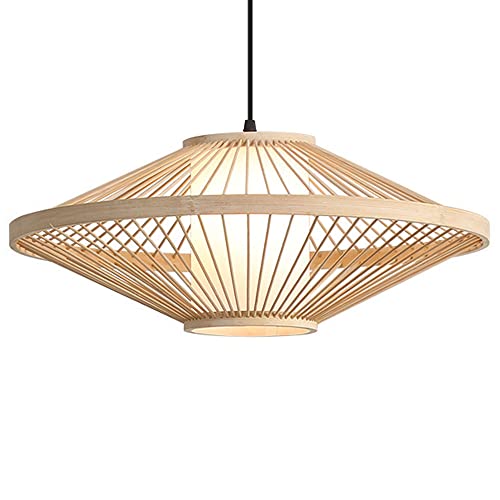 E27 chandelier suspendu en bambou pour réchauffer une pièce de vie trop sombre