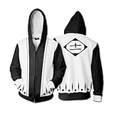 MAGITUTU Bleachs Kenpachi Zaraki Cosplay Men Anime Novelty Hoodie Jacket Zipper 3D Hooded Sweatshirt Pullover for Women (White-11-1-11,XL)