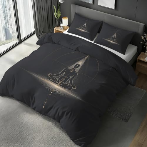 Parure de lit 160x200 fermeture éclair microfibre douce imprimé 7 chakras - 2