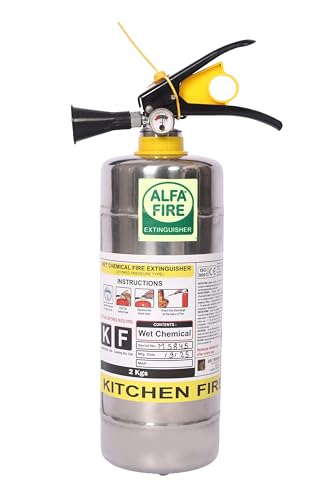 Image of 2L Kitchen Fire Extinguisher - Wet Chemical | Stainless Steel | Ideal for Cooking Oil & Grease Fires | Refillable | 3-Year Expiry